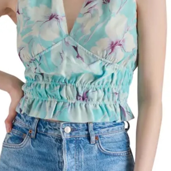 Steve Madden Tops - Steve Madden Aqua and Purple Floral Crop Top